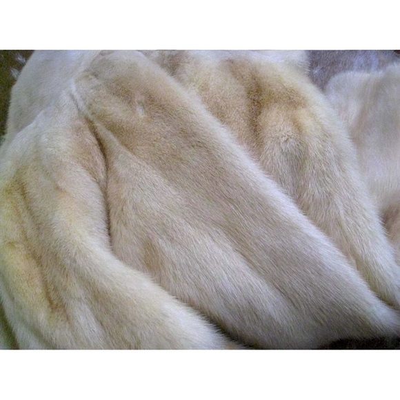 Mink Coat Real Fur Jacket Size S/M Cream Pockets - Picture 6 of 6